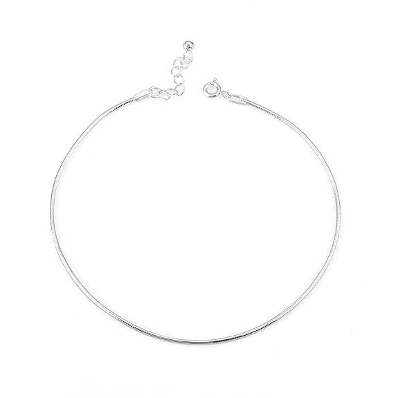 925 Pure Silver Plain Threaded Snake Pattern Anklet/Payal in Pure 92.5 Pure Silver for Girls & Women - Rajputtrade