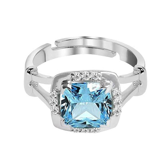925 Sterling Silver Cushion Stone Ring with Adjustable Band | Gift for Women Wife Girls - Rajputtrade