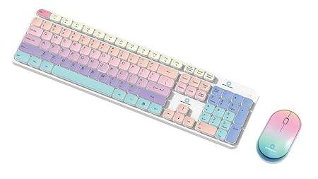 Bitechkart Wireless Keyboard and Mouse Combo with Chocolate Keycaps| 104 Keys |2.4 GHz |Multicolor Keys Fabricated with Nitrogen Setting Technology |DPI 1600 |Windows,MacOS,Laptop,PC,DOS,Linux |White - Rajputtrade