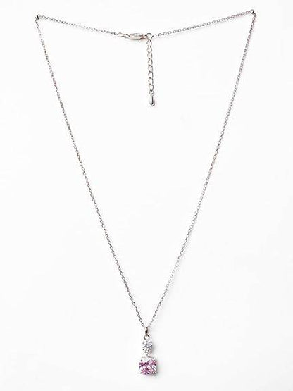 925 Sterling Silver Rosa Pendant Earring Chain Jewellery Set | Rose Gold Plated, Swiss Zirconia | Gift for Women & Girls - Rajputtrade