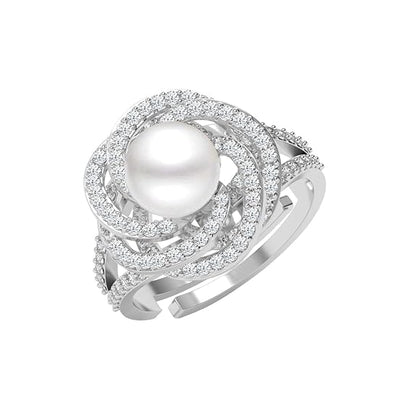 Pure 925 Sterling Silver Capree Real Pearl Size Adjustable Finger Ring | Gift for Women and Girls - Rajputtrade