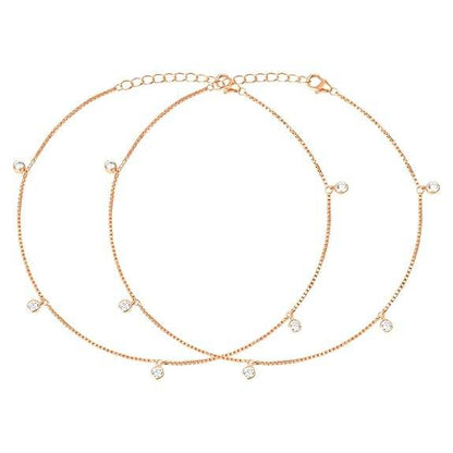 925 Sterling Silver Rose Gold Plated Anklet Pair for Women | Gift for Women & Girls | - Rajputtrade