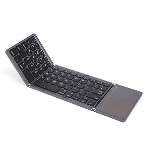 BITECHKART Foldable Bluetooth Keyboard, Pocket Size Portable Mini BT Wireless Keyboard with Touchpad for Android, Windows, PC, Tablet, with Rechargeable Li-ion Battery_20 x 10 x 3 cm Grey