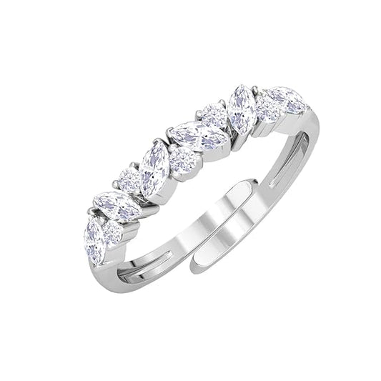 Pure 925 Sterling Silver Minimal Office wear Finger Ring with Adjustable Band | Gift for Women Girls Wife Girlfriend | Multiple Design Options - Rajputtrade