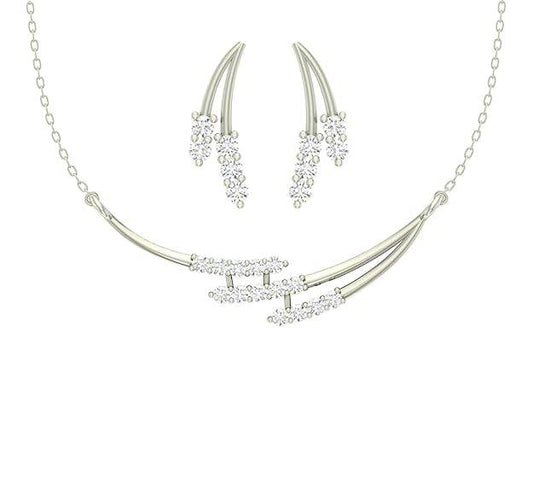 925 Sterling Silver Isla Pendant Earring Chain Jewellery Set | Platinum Plated, Swiss Zirconia | Gift for Women & Girls - Rajputtrade