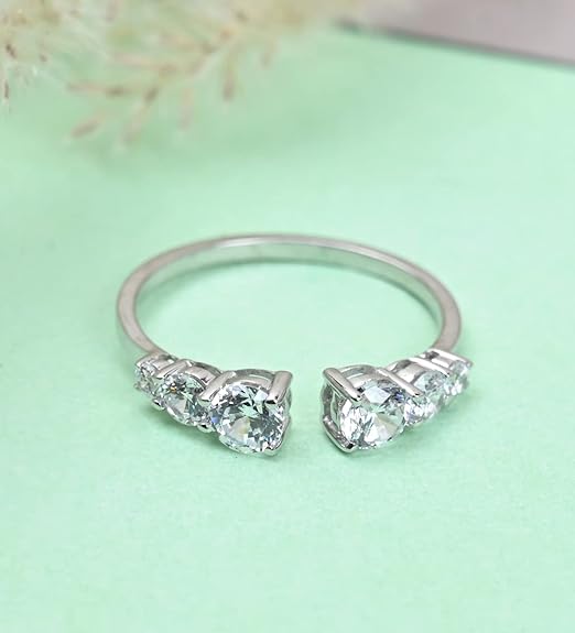 Pure 925 Sterling Silver Minimal Office wear Finger Ring with Adjustable Band | Gift for Women Girls Wife Girlfriend | Multiple Design Options - Rajputtrade