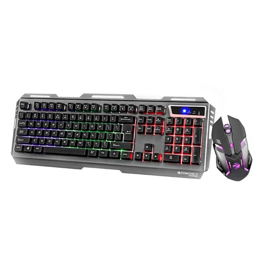 Zebronics Transformer Gaming Keyboard and Mouse Combo,Braided Cable,Durable Al body,Multimedia keys and Gaming Mouse with 6 Buttons, Multi-Color LED Lights, High-Resolution Sensor with 3200 DPI(Black) - Rajputtrade