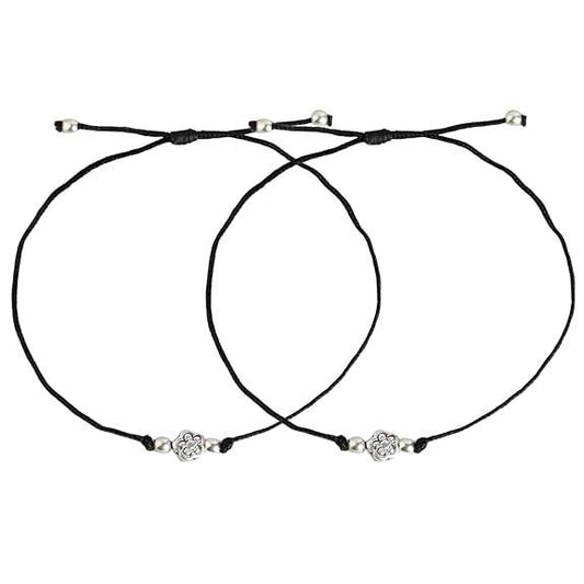 925 Sterling Silver Designer Rhodium Plated Adjustable Thread Anklet (Pair) | Gift for Women & Girls | With Certificate of Authenticity & 925 Hallmark - Rajputtrade