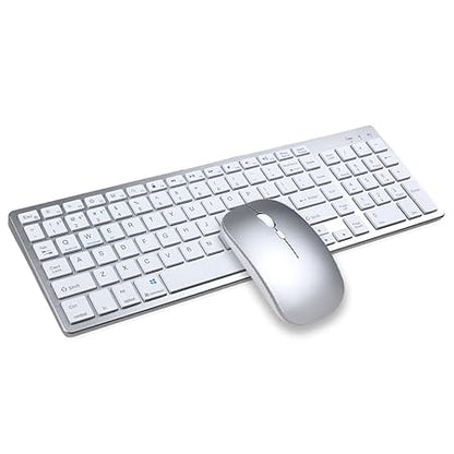 Wireless Keyboard and Mouse Combo, TECPHILE Multi Device Keyboard (3 Bluetooth5.0 + 2.4Ghz USB) Connectivity, Keyboard Protector, Easy Switch, Quiet, Rechargeable, for Computer, Tablet, Mac, Desktop - Rajputtrade