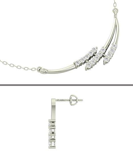 925 Sterling Silver Isla Pendant Earring Chain Jewellery Set | Platinum Plated, Swiss Zirconia | Gift for Women & Girls - Rajputtrade