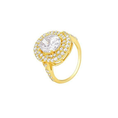 925 Silver Golden Oval Solitaire Ring,Fixed Size Indian - 12, US - 6 | Gifts for Women and Girls | - Rajputtrade