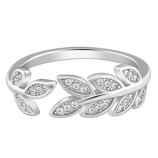 925 Silver Anushka Sharma Zircon Leaf Ring, Adjustable | Gifts for Girlfriend, Gifts for Women and Girls | - Rajputtrade