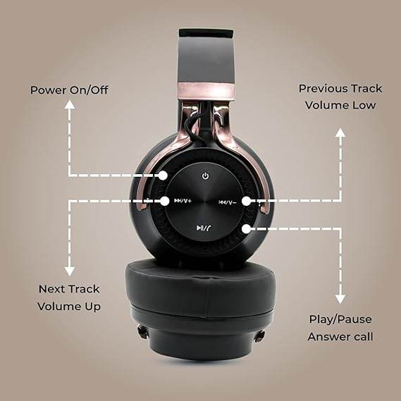 HAMMER Bash Over The Ear Wireless Bluetooth Headphones with Mic, Upto 8 Hours Playtime, Bluetooth 5.0 (Black) - Rajputtrade