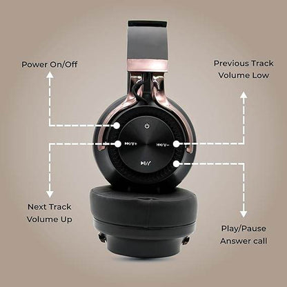 HAMMER Bash Over The Ear Wireless Bluetooth Headphones with Mic, Upto 8 Hours Playtime, Bluetooth 5.0 (Black) - Rajputtrade