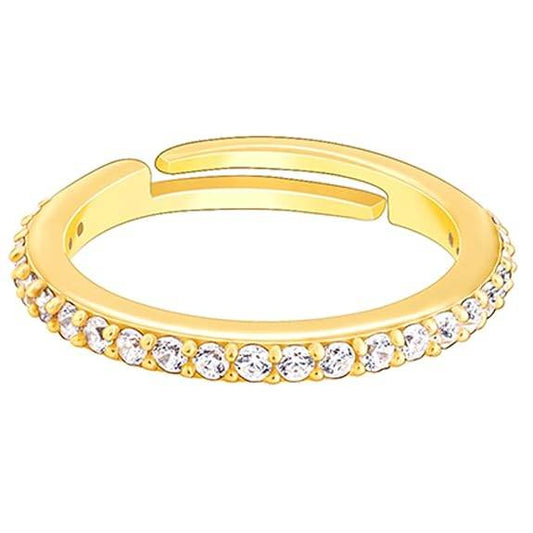 925 Silver Golden Minimal Zirconia Ring, Adjustable| Gifts for Women and Girls - Rajputtrade