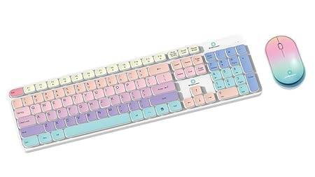 Bitechkart Wireless Keyboard and Mouse Combo with Chocolate Keycaps| 104 Keys |2.4 GHz |Multicolor Keys Fabricated with Nitrogen Setting Technology |DPI 1600 |Windows,MacOS,Laptop,PC,DOS,Linux |White - Rajputtrade