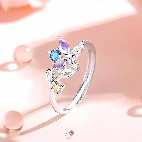 925 Sterling Silver Butterfly Ring for Women and Girls, Gifts for Girlfriend, Flower Ring, - Rajputtrade