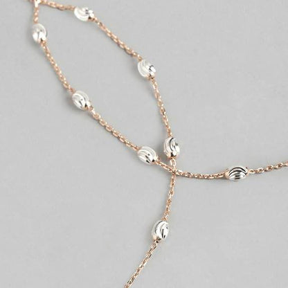 925 Sterling Silver Anklet (Pair) | Beads Chain Rose Gold Plating Chain | Gift for Women & Girls | - Rajputtrade