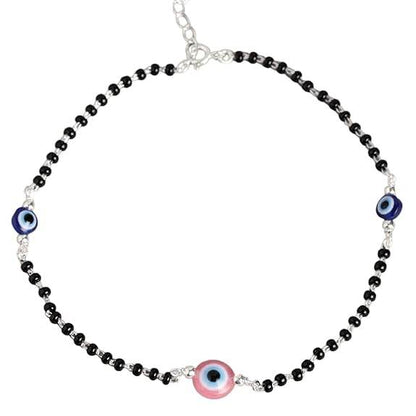 925 Sterling Silver Rhodium Plating Nazaria Anklet (Single) | | Gift for Women & Girls | - Rajputtrade