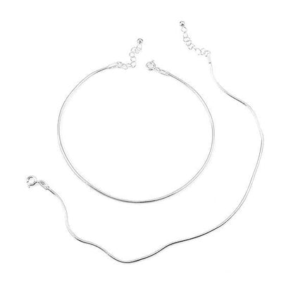 925 Pure Silver Plain Threaded Snake Pattern Anklet/Payal in Pure 92.5 Pure Silver for Girls & Women - Rajputtrade