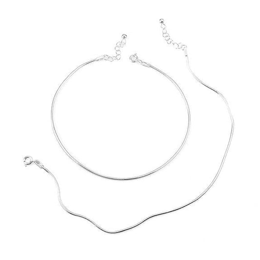 925 Pure Silver Plain Threaded Snake Pattern Anklet/Payal in Pure 92.5 Pure Silver for Girls & Women - Rajputtrade