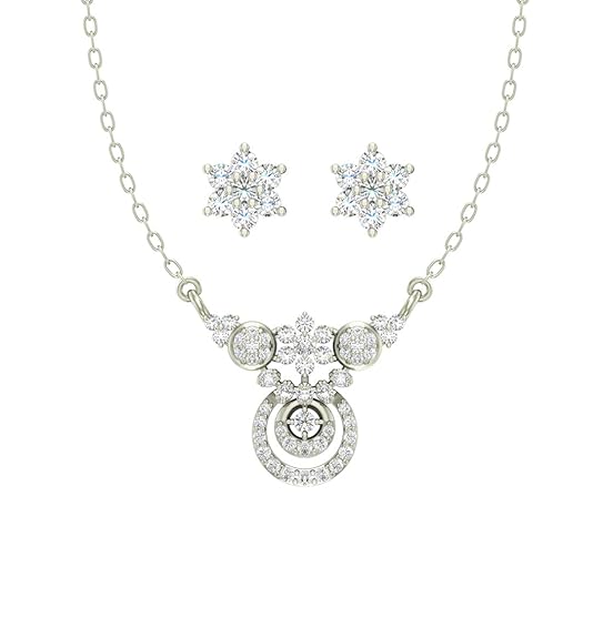925 Sterling Silver Aria Pendant Earring Chain Jewellery Set | Platinum Plated, Swiss Zirconia | Gift for Women & Girls - Rajputtrade
