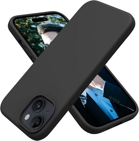 iPhone 15 Case Liquid Silicone Full Protection Shock Proof Back Cover (Black)