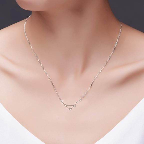 925 Sterling Silver Horoscope Astrology Star Constellation Zodiac Sign Pendant with Chain Birthday Gift for Women and Girls - Rajputtrade