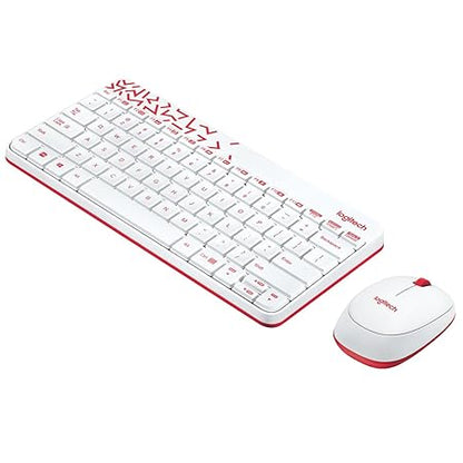Logitech MK240 Nano USB Wireless Keyboard and Mouse Set, 12 Function Keys 2.4GHz Wireless, 1000DPI,Spill-Resistant Design, PC/Mac, White/Vivid Red - Rajputtrade