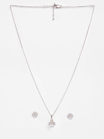 925 Sterling Silver Bunch of Hearts Pendant Earrings Chain Necklace Jewellery Set | Rose Gold Plated, Swiss Zirconia |Gift for Women and Girls - Rajputtrade