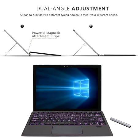 Concept Kart Surface Bluetooth Keyboard with Trackpad & 7-Color LED Backlit, Ultra Slim Rechargeable Keyboard with Touchpad for Surface Pro 7 Plus (2021)/ Pro 7/ Pro 6/ Pro 5/Pro 4/Pro 3 - Rajputtrade