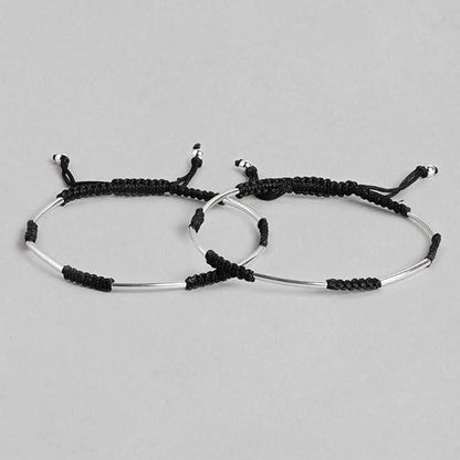 925 Sterling Silver Designer Rhodium Plated Adjustable Thread Anklet (Pair) | Gift for Women & Girls | - Rajputtrade