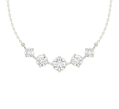 925 Sterling Silver 5 Stone Pendant Earring Chain Jewellery Set | Platinum Plated, Swiss Zirconia | Gift for Women & Girls