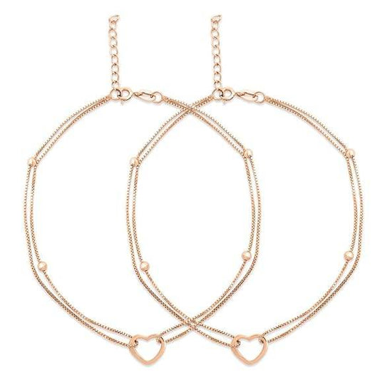925 Sterling Silver Rose Gold Plated Anklet Pair for Women | Gift for Women & Girls | - Rajputtrade