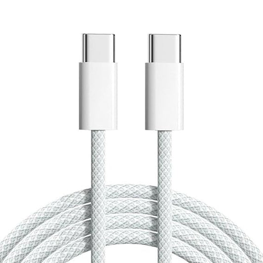Usb-C To C Nylon Braided Cable With Apple Mfi Certified,Fast Pd Charging For Iphone 15/15 Pro Max High-Speed, White