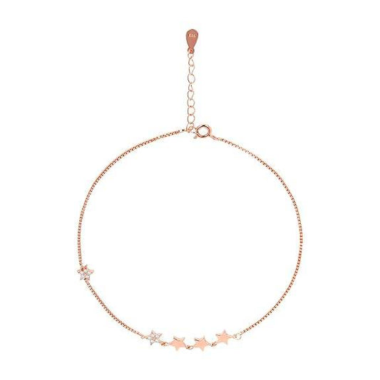 925 Sterling Silver Rose Gold Plating Chain Anklet (Single) | Gift for Women & Girls | - Rajputtrade