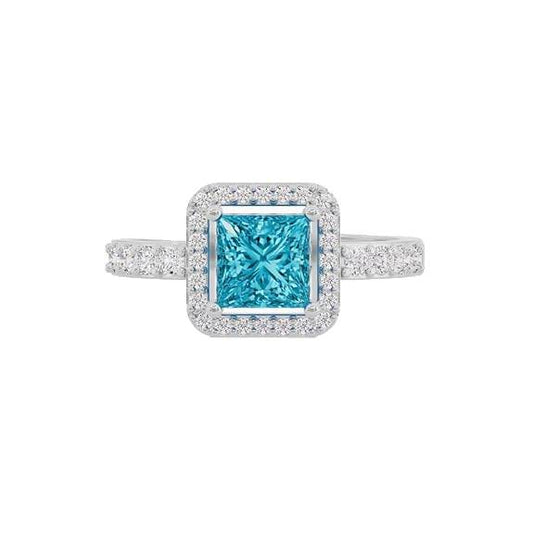 925 Sterling Silver 18K Gold and Rose Gold Plated Radiant Square Halo Ring | Gift for Women and Girls - Rajputtrade