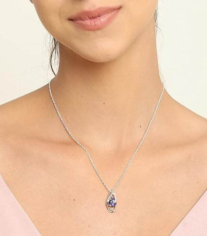 925 Sterling Silver Royal Blue Eye Pendant Chain Jewellery Set | Rhodium Plated, Swiss Zirconia | Gift for Women & Girls - Rajputtrade