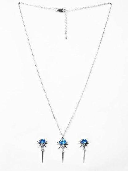 925 Sterling Silver Dolores Pendant Earring Chain Jewellery Set | Rhodium Plated, Swiss Zirconia | Gift for Women & Girls - Rajputtrade