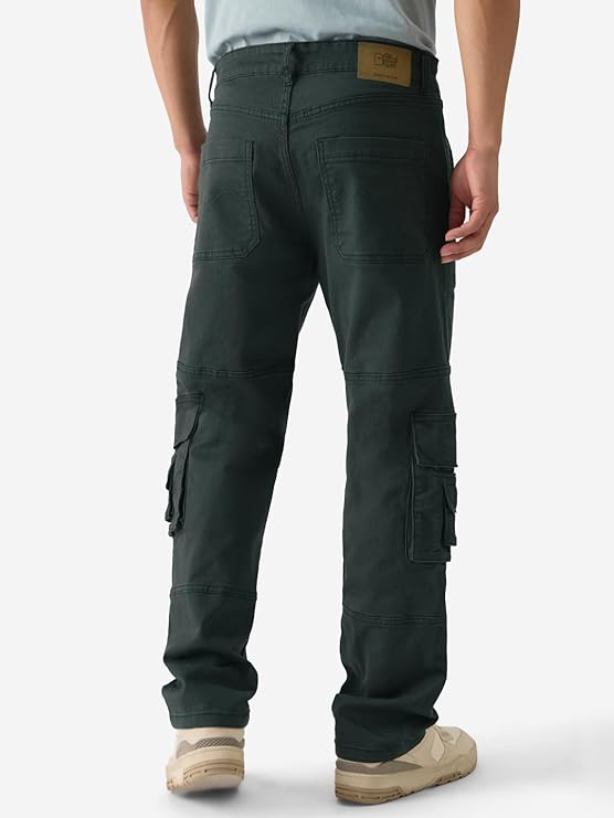The Souled Store Solids: Men and Boys Straight Fit Cotton Blend Cargo Jeans - Rajputtrade