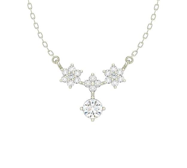 925 Sterling Silver Lily Pendant Earring Chain Jewellery Set | Platinum Plated, Swiss Zirconia | Gift for Women & Girls - Rajputtrade