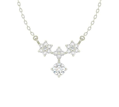 925 Sterling Silver Lily Pendant Earring Chain Jewellery Set | Platinum Plated, Swiss Zirconia | Gift for Women & Girls - Rajputtrade