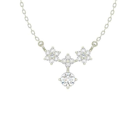 925 Sterling Silver Lily Pendant Earring Chain Jewellery Set | Platinum Plated, Swiss Zirconia | Gift for Women & Girls - Rajputtrade