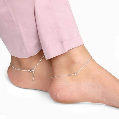 925 Silver 18k Gold Plated Rose Gold Zircon Studded Black Bead Anklet | Gifts for Women & Girls - Rajputtrade