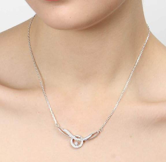 925 Sterling Silver Evie Pendant Earring Chain Jewellery Set | Platinum Plated, Swiss Zirconia | Gift for Women & Girls - Rajputtrade