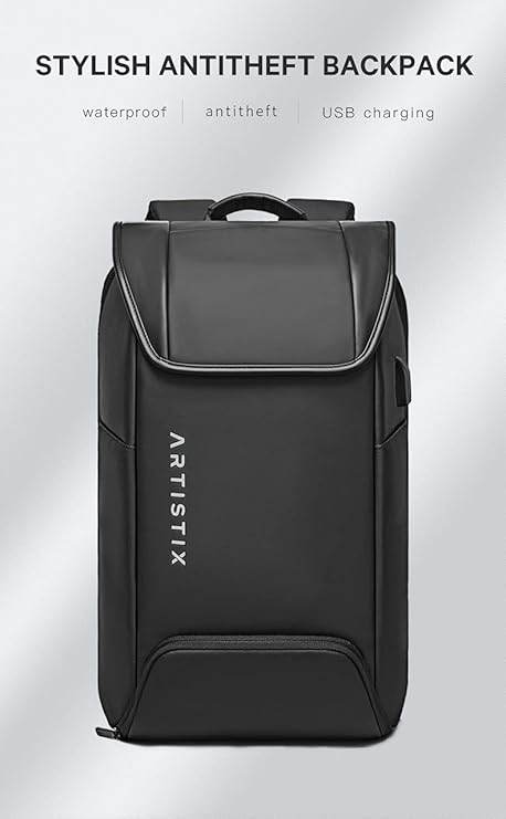 Artistix Avian Unisex Water Repellent Anti Theft Travel Laptop Backpack Bag With USB charging Port (Black, 32 L) - Rajputtrade