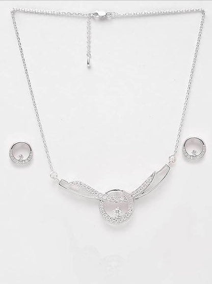 925 Sterling Silver Evie Pendant Earring Chain Jewellery Set | Platinum Plated, Swiss Zirconia | Gift for Women & Girls - Rajputtrade