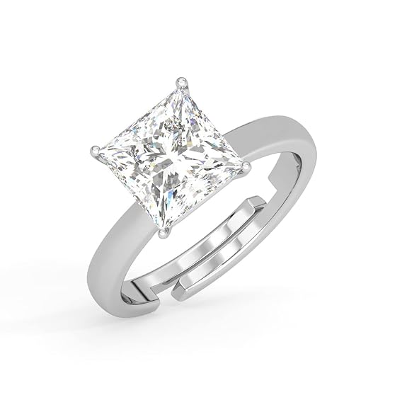 Pure 925 Sterling Silver Solitaire Finger Ring with Adjustable Band | Gift for Women Girls Wife Girlfriend | Multiple Design Options - Rajputtrade