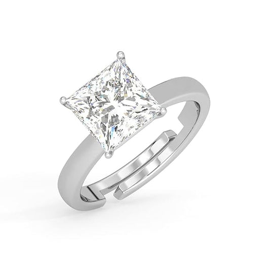 Pure 925 Sterling Silver Solitaire Finger Ring with Adjustable Band | Gift for Women Girls Wife Girlfriend | Multiple Design Options - Rajputtrade