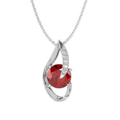 925 Sterling Silver Blood Red Eye Pendant Chain Jewellery Set | Rhodium Plated, Swiss Zirconia | Gift for Women & Girls